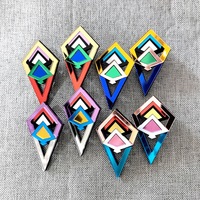 Anting-anting kancing geometris cermin 3D akrilik terbaru anting-anting modis penuh warna untuk musim panas wanita