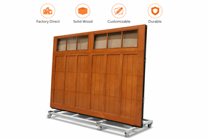 <span class=keywords><strong>Porte</strong></span> de <span class=keywords><strong>garage</strong></span> sectionnelle extérieure en bois massif de style industriel moderne avec fenêtres en verre, sur mesure, isolée et antivol - Product Image 6