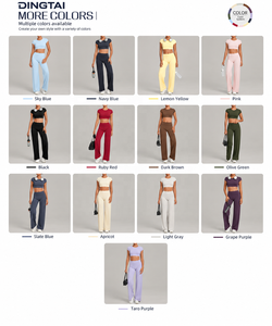 Ensemble 2 pièces <span class=keywords><strong>pour</strong></span> femme : Haut court à manches courtes avec découpe au dos et <span class=keywords><strong>pantalon</strong></span> droit taille haute sans rembourrage, sensation seconde peau, <span class=keywords><strong>pour</strong></span> l'entraînement - Product Image 6