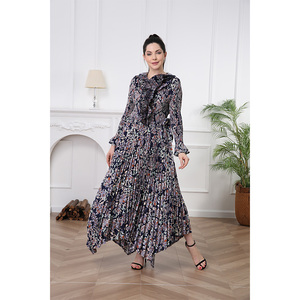 <span class=keywords><strong>Robe</strong></span> <span class=keywords><strong>longue</strong></span> plissée florale <span class=keywords><strong>bohème</strong></span> pour femme, à manches longues, décontractée et élégante, idéale pour la plage ou le bureau, pour les marchés <span class=keywords><strong>de</strong></span> l'UE, des États-Unis et du Moyen-Orient - Product Image 1