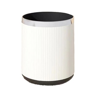 Cylindrical Waste <b>Bin</b> 12L <b>Double</b> Layer Indoor Use Milky White Color Home Living Room Bedroom Hotel - Product Image 2
