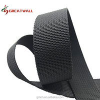 Stock plaine plat 20mm 25mm 32mm 38mm 50mm sangle en nylon noir pour sacs à bandoulière