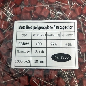 Professionnel 10 pièces/lot <span class=keywords><strong>CBB</strong></span> 224J 224K 400V 5% 0.22uF 220nf P = 7.5/10/15mm condensateur à Film Polyester CBB22 - Product Image 6