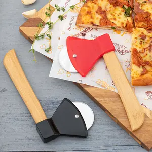 Manche en bois acier inoxydable hache couteau type PIZZA roue couteau moyen gâteau cuisson ustensiles de cuisine petits outils roue unique