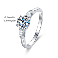 Bague en argent sterling S925 certifiée GRA, couleur D, VVS1, coupe ronde, 1 carat, moissanite, pour femme, bague de promesse de mariage, vente en gros d'usine