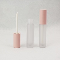 Tubes de brillant à lèvres roses personnalisés avec baguettes magiques vides et rondes Emballage en plastique de rouge à lèvres de 5ml de capacité