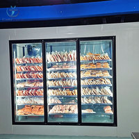 Congélateur vitrine de supermarché à porte vitrée avec rayonnages à rouleaux pour boissons, pour chambre froide de présentation