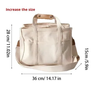 Ins Mommy Canvas Multifunctional Maternity Single-Shoulder Crossbody <b>Hand</b> <b>Bag</b> Color-Blocking Design Medium Daily Tote <b>Bag</b> - Product Image 3