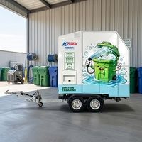 Camion de lavage de poubelles mobile entièrement automatique en acier inoxydable, nettoyage à haute pression à l'eau chaude