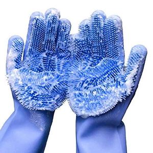 <b>Silicone</b> Dishwashing Mitt Reusable Cleaning Mitt with Scrubber Car Wash Home Dishwashing Cleaning Glove for Kitchen - Product Image 1