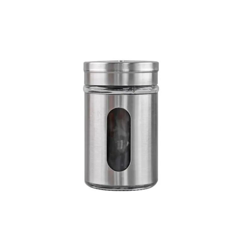 Wholesale 80ml Empty Powder Bottle Toothpick Holder Stainless Steel Glass Spice Jar With Swivel Lid