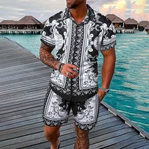 2026 NUEVO KJ Conjunto de camisa de manga corta para hombre Conjunto de 2 piezas Impresión digital Deportes al aire libre Casual Holiday Street Shirt Set Camiseta - Product Image 2