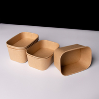 Boîte alimentaire jetable rectangulaire en kraft pour plats à emporter avec couvercle transparent, personnalisable avec logo OEM, vente en gros, boîte biodégradable