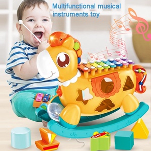 5 in 1 Schaukel pferd Form acht Töne Baby Klopfen Orgel Klavier Spielzeug Musik instrument für Kinder Xylophon Musikspiel zeug Formen Sortierer - Product Image 2