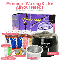 Kit d'épilation sans colophane 500ml, Perles de cire dure, Chauffe-cire, Bol, Spatule, Ensemble professionnel pour salon, Cire Pro 100W 100