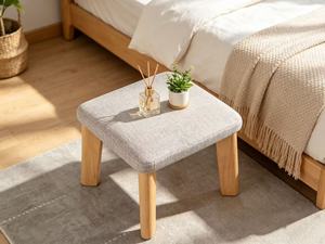 Otomana Moderna de Tela con Patas de Madera, Asiento Suave para Sala de Estar, Muebles para el Hogar, Estilo Escandinavo - Product Image 4