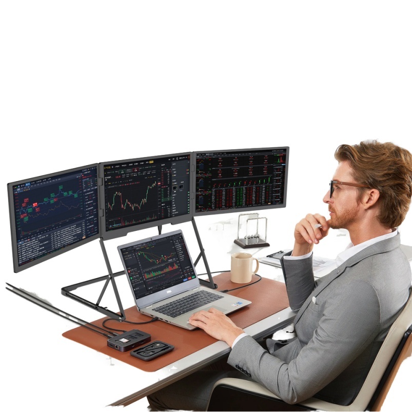 Triple Screen <strong>Monitor</strong> <strong>2026</strong> New-<strong>18</strong>.5" Extensor De Pantalla Laptop <strong>One</strong>-Cable Setup Portable for Small Meetings Adjustable Stand