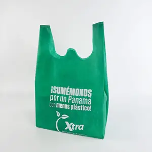 Professionele Vervaardiging Custom Made Gedrukt Non Woven Boodschappentas Met Lange Handvat