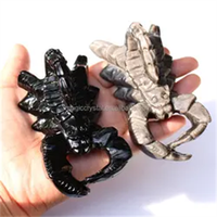 Scorpion sculpté à la main en obsidienne noire naturelle de 11 cm, pierre de guérison en cristal de quartz, artisanat pour la décoration intérieure