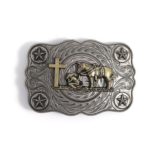 Testa in metallo personalizzata e creativa in stile Cowboy occidentale adatta per cinture in pelle da Cowboy fibbia liscia fibbia in lega - Product Image 1