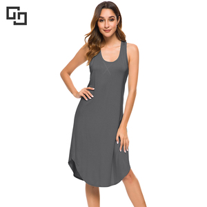 Pijamas sin mangas con espalda cruzada, camisones de talla grande, camisones de bambú suave para mujer, camisón, vestidos de maternidad - Product Image 1