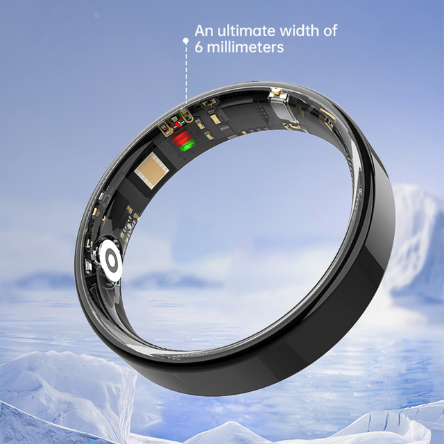 Stainless Steel IP68 Waterproof Ultra Narrow 6mm Smart Ring Fitness Tracker Heart Rate Blood Oxygen Monitor App Control 4 Days