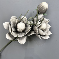 LE-432 Ramo de Magnolia Artificial de Alta Calidad con Tacto Real, Arreglo Floral de EVA para Decoración de Bodas y Hogar, OEM ODM