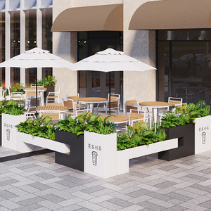 Combinaison de jardinières d'extérieur en métal blanc contemporain et durable pour la plantation sur patio - Product Image 1