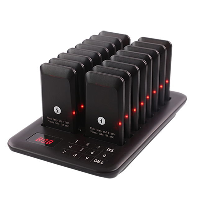 Touchable Keypad Pagers Wireless Calling Paging System Waiter 16 Pagers 1 Keyboard Transmitter the patron Pager Hospital Call
