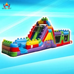 Parcours d'obstacles gonflable coloré 15x3m avec blocs géants en PVC de 0,55 mm, garantie 3 ans, logo personnalisé - Product Image 6