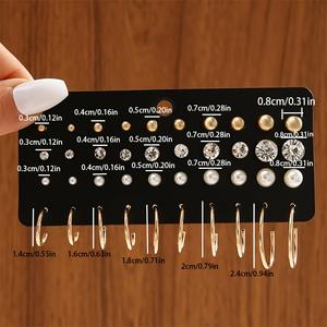 Lot de 20 paires de boucles d'oreilles clous en alliage de zinc pour femme, avec perles et zircon blanc rond de qualité AA, sertis griffe, pour usage quotidien - Product Image 3