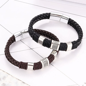 European and American Fashion Retro Personality Braided <strong>Bracelet</strong> Men's Fine <strong>Leather</strong> <strong>Bracelet</strong> Chain <strong>Bracelet</strong> for Man