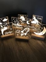 Lampe d'illusion 3D personnalisée créative DIY avec tableau de messages, cadeau, lampe de chevet RGB en acrylique avec base en bois, décoration de maison, décoration de chambre d'enfant, veilleuse