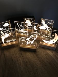 Lampe d'illusion 3D personnalisée créative DIY avec tableau <span class=keywords><strong>de</strong></span> <span class=keywords><strong>messages</strong></span>, cadeau, lampe <span class=keywords><strong>de</strong></span> chevet RGB en acrylique avec base en bois, décoration <span class=keywords><strong>de</strong></span> maison, décoration <span class=keywords><strong>de</strong></span> chambre d'enfant, veilleuse - Product Image 6