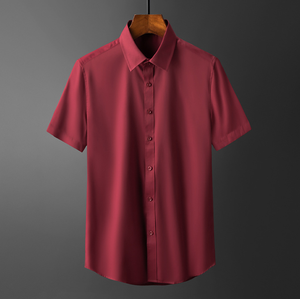 <span class=keywords><strong>Camicia</strong></span> Elegante da <span class=keywords><strong>Uomo</strong></span> Estiva Bianca <span class=keywords><strong>a</strong></span> Tre Quarti di <span class=keywords><strong>Manica</strong></span>, Slim Fit, in Raso di Seta/Cotone, Antipiega, Eco-Friendly, di Alta Qualità - Product Image 4