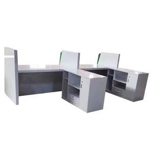 Bancone Moderno Semicircolare in MDF Laminato, Bancone per Servizi Aziendali, Scrivania per Firme, Banco Reception - Product Image 1