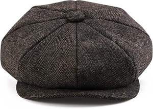 Boina Elegante y Cómoda Estilo Inglés, Gorra Plana de Lana de Alta Calidad, Gorra de Hombre de Negocios, Gorro de Tweed con Espiga - Product Image 6