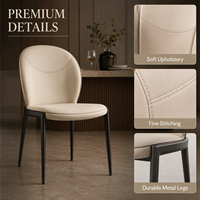 Chaise de salle à manger élégante et commerciale, rembourrée, dossier ovale beige, avec structure en métal noir, pour restaurant, hôtel, hôtellerie