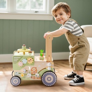 Trotteur en bois pour filles garçons 10 mois 1 an tout-petits apprentissage marcheurs poussette panier enfants - Product Image 1