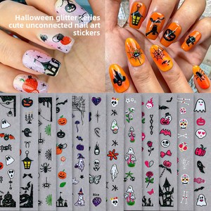 Nuovi Adesivi per Unghie di Halloween con Ragnatele Scintillanti, Fantasmi, Pipistrelli e Zucche, Decorazioni per Unghie - Product Image 3