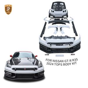 Kit complet de carrosserie demi-fibre de carbone pour Nissan GTR R35 2009-2024 Style TOP-SECRE pare-chocs avant <span class=keywords><strong>coffre</strong></span> arrière jupes latérales capot Bodykit - Product Image 1