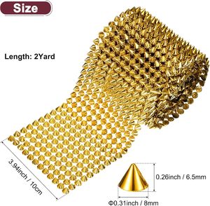M METERXITY Yards Sew Stitch On Spikes Stud Cone Rows <b>Plastic</b> Gold Spike Rivet With Flat Back Punk Rock Trim Mesh <b>Bead</b> For DIY C - Product Image 3