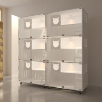 Vitrine moderne pour chats en blanc écologique - Verre trempé et panneau écologique en bois durable