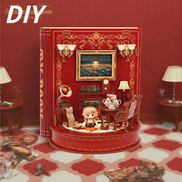 Libro de Teatro DIY: Maqueta de Casa Pequeña, Rompecabezas de Bloques de Madera 3D, Juguete de Libro Vertical, Adornos Decorativos, Regalo Festivo para Todas las Edades