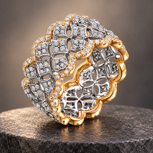 Bague Couronne Nid d'Abeille en Dentelle pour Femme, Bague de Doigt Élégante et Tendance - Product Image 4
