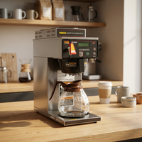 Cafetière expresso américaine professionnelle en acier inoxydable, système de filtration double pot électrique, fonction maintien au chaud, affichage numérique, tension universelle