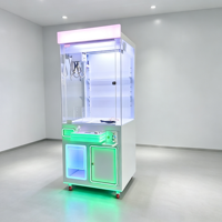 Mesin Cakar Mainan Hadiah Mini Berlampu LED Neon Warna-warni Terlaris, Dioperasikan dengan Koin, Peralatan Permainan Arcade