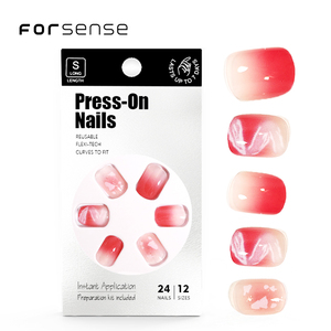 Jolie presse sur les <span class=keywords><strong>ongles</strong></span> pour les femmes de marque privée faux <span class=keywords><strong>ongles</strong></span> courts carrés en marbre <span class=keywords><strong>rouge</strong></span> uni ombre spray couleur vin porter des bouts d'<span class=keywords><strong>ongles</strong></span> - Product Image 1