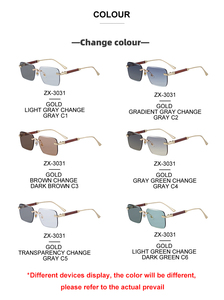 نظارات شمسية رجالية Partagas بتصميم ريترو وشعار مخصص، بدون إطار، فوتوكروميك، بأذرع خشبية ملونة، حماية UV400 - Product Image 5