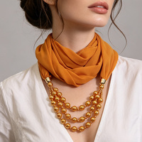 Écharpe-collier 3 couches de perles 2-en-1 en polyester, pièce maîtresse pour femme pour les soirées